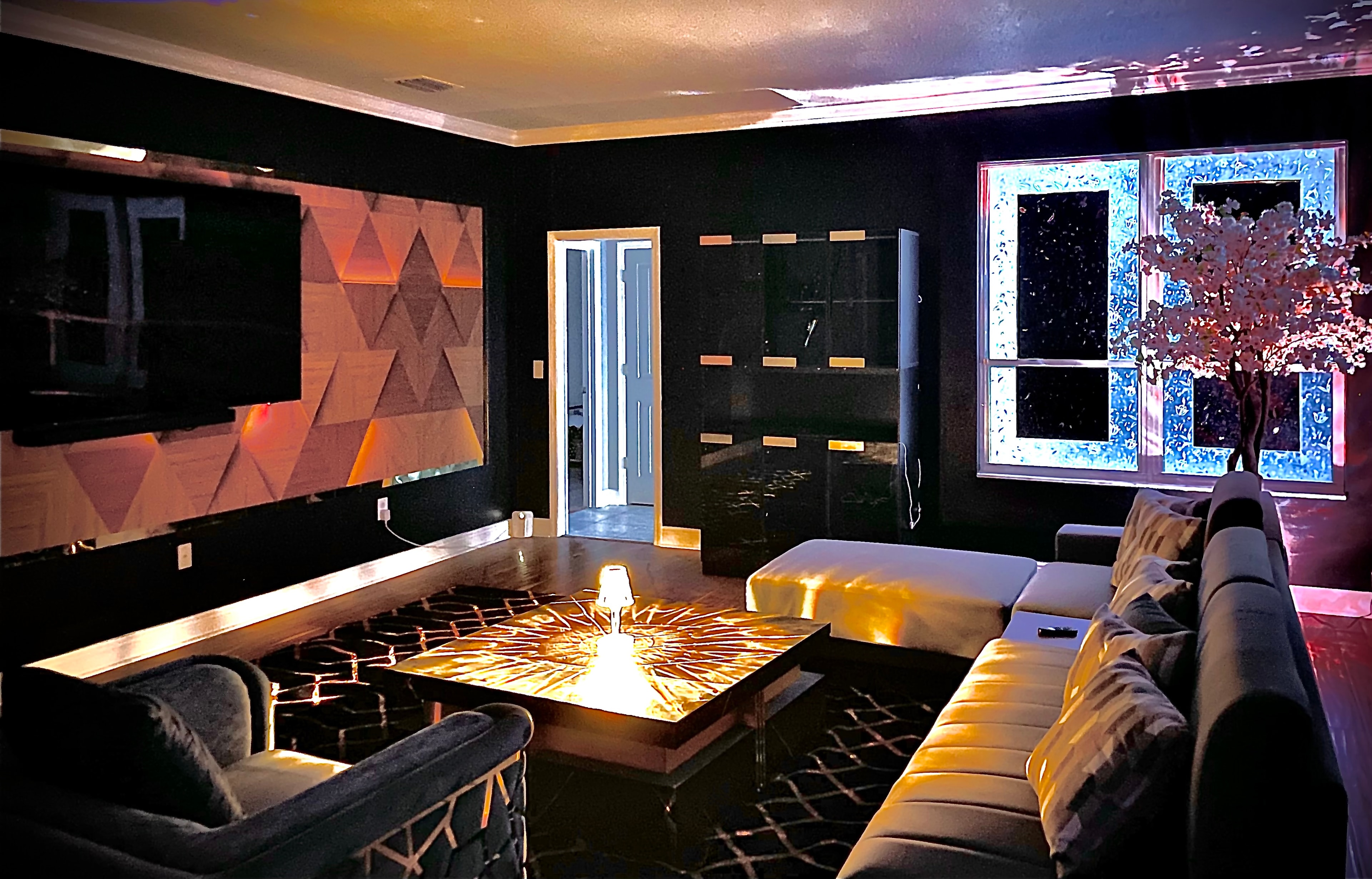 A serene Tampa interior design with tailored furnishings and details.